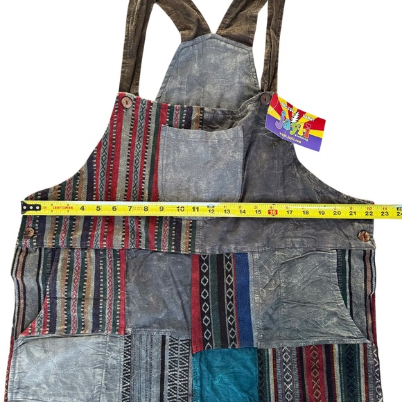 Jayli Vintage Bohemian Patchwork Wide Leg Overalls Boho Festival Hippie NWT New - Picture 6 of 15